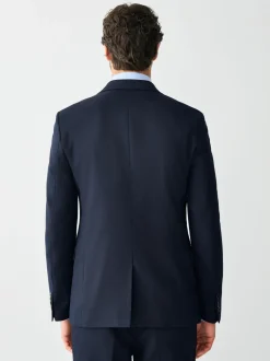 Donkerblauw - Strakke Pasvorm - Kostuum met textuur: colbert