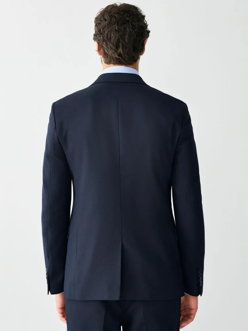 Donkerblauw - Strakke Pasvorm - Kostuum met textuur: colbert