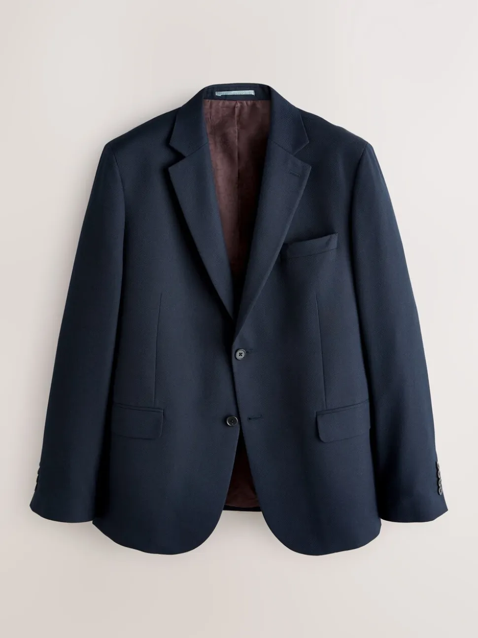 Donkerblauw - Strakke Pasvorm - Kostuum met textuur: colbert