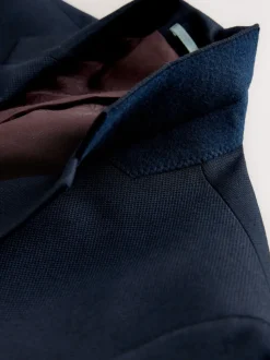 Donkerblauw - Strakke Pasvorm - Kostuum met textuur: colbert