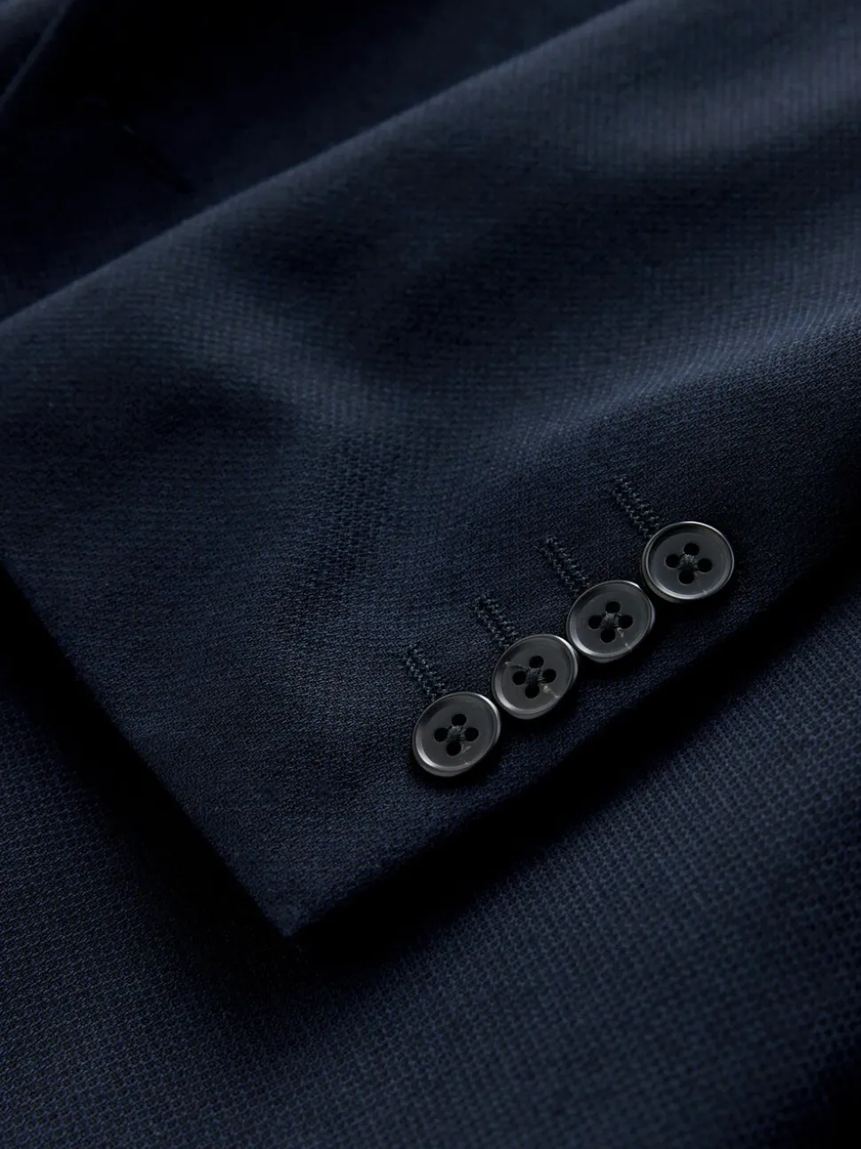 Donkerblauw - Strakke Pasvorm - Kostuum met textuur: colbert