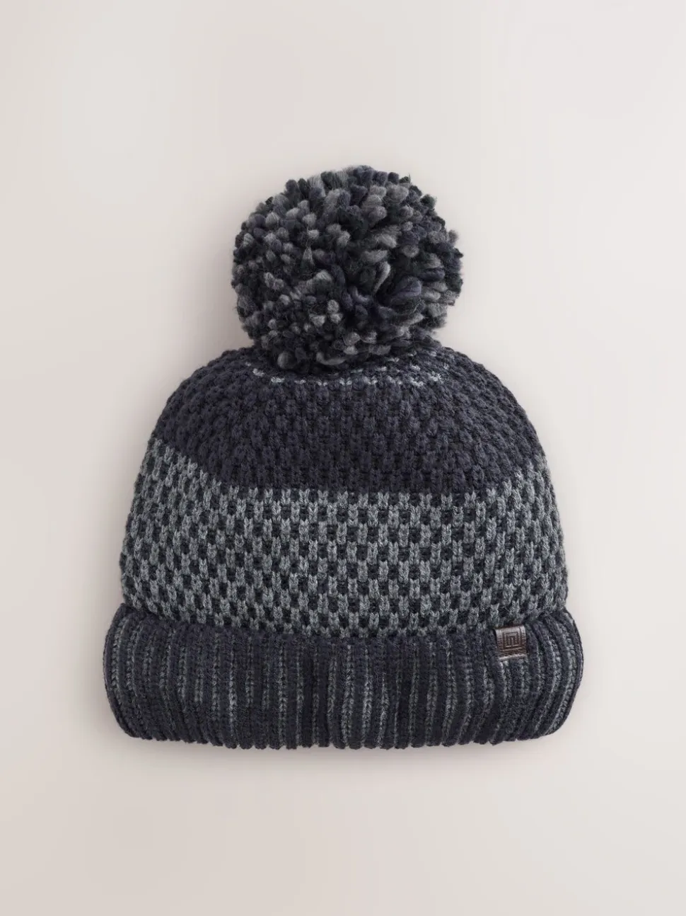 Donkerblauw - Stripe Bobble Hat