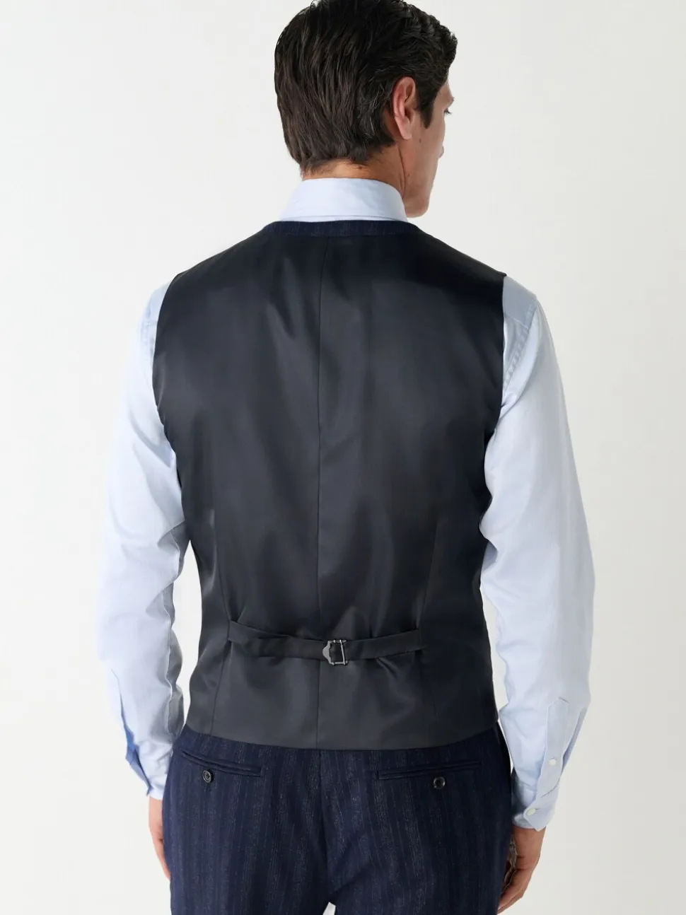 Donkerblauw - Striped Wool Blend Suit Waistcoat