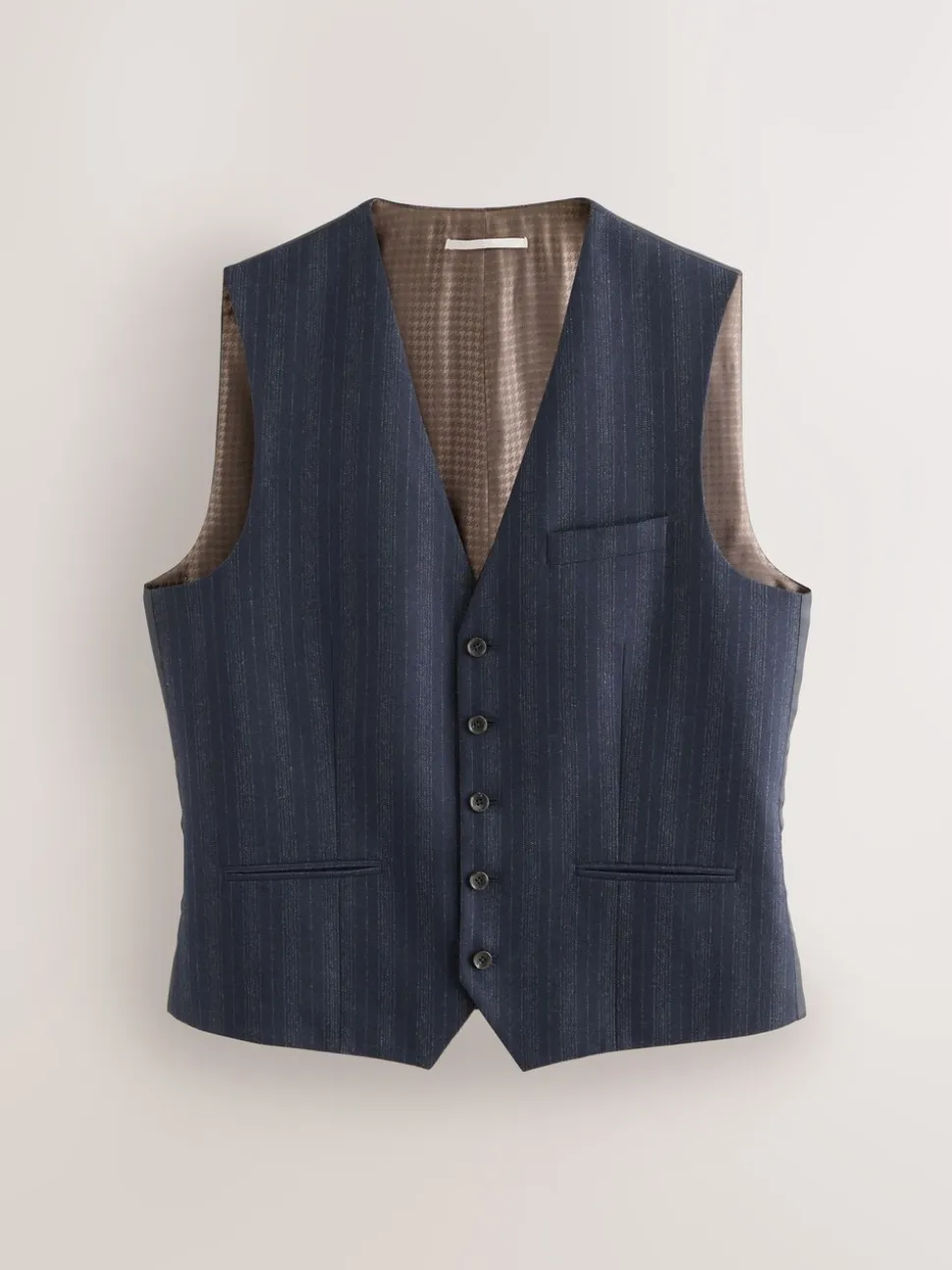 Donkerblauw - Striped Wool Blend Suit Waistcoat