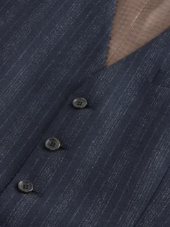 Donkerblauw - Striped Wool Blend Suit Waistcoat
