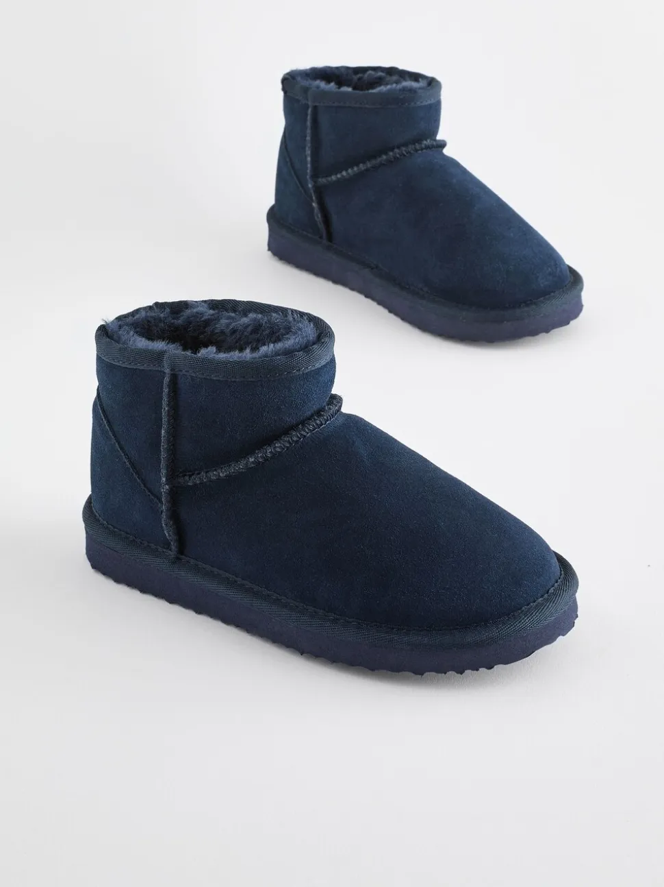Donkerblauw - Suède enkellaarsjes met warme voering