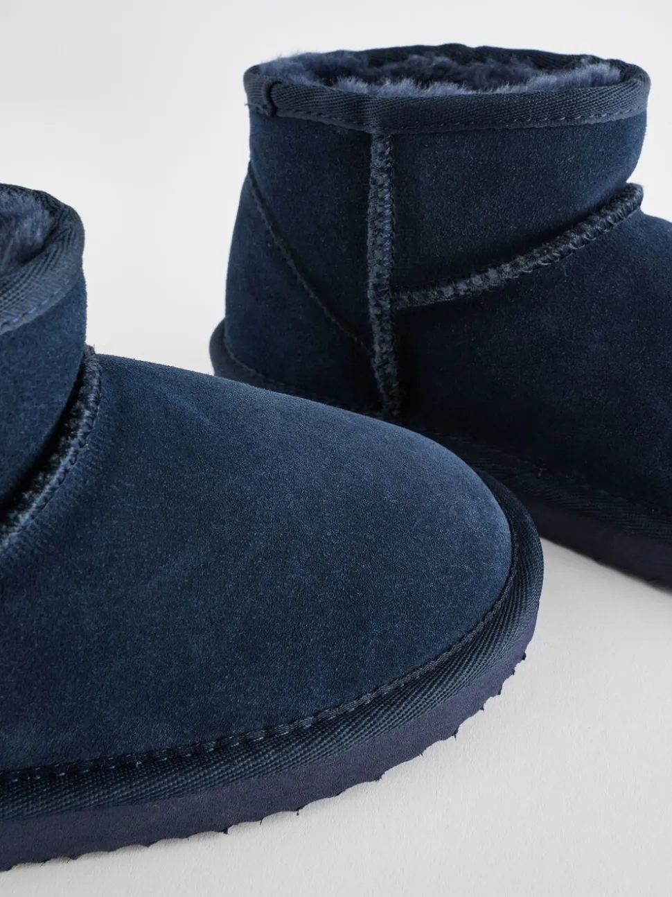 Donkerblauw - Suède enkellaarsjes met warme voering