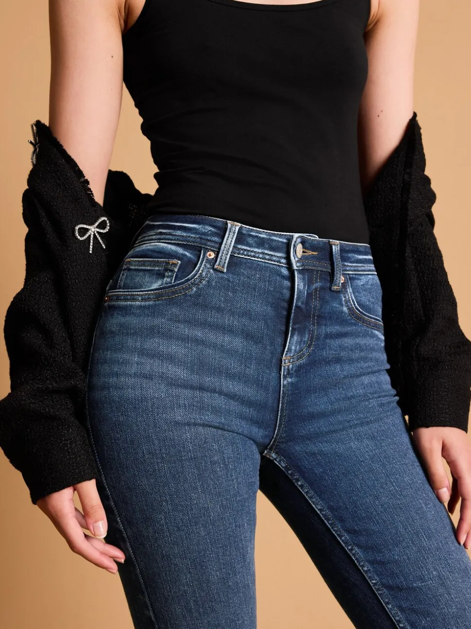 Donkerblauw - Superzachte bootcut-jeans