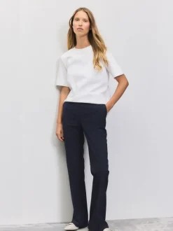Donkerblauw - Tailored Bootcut Trousers With Wool