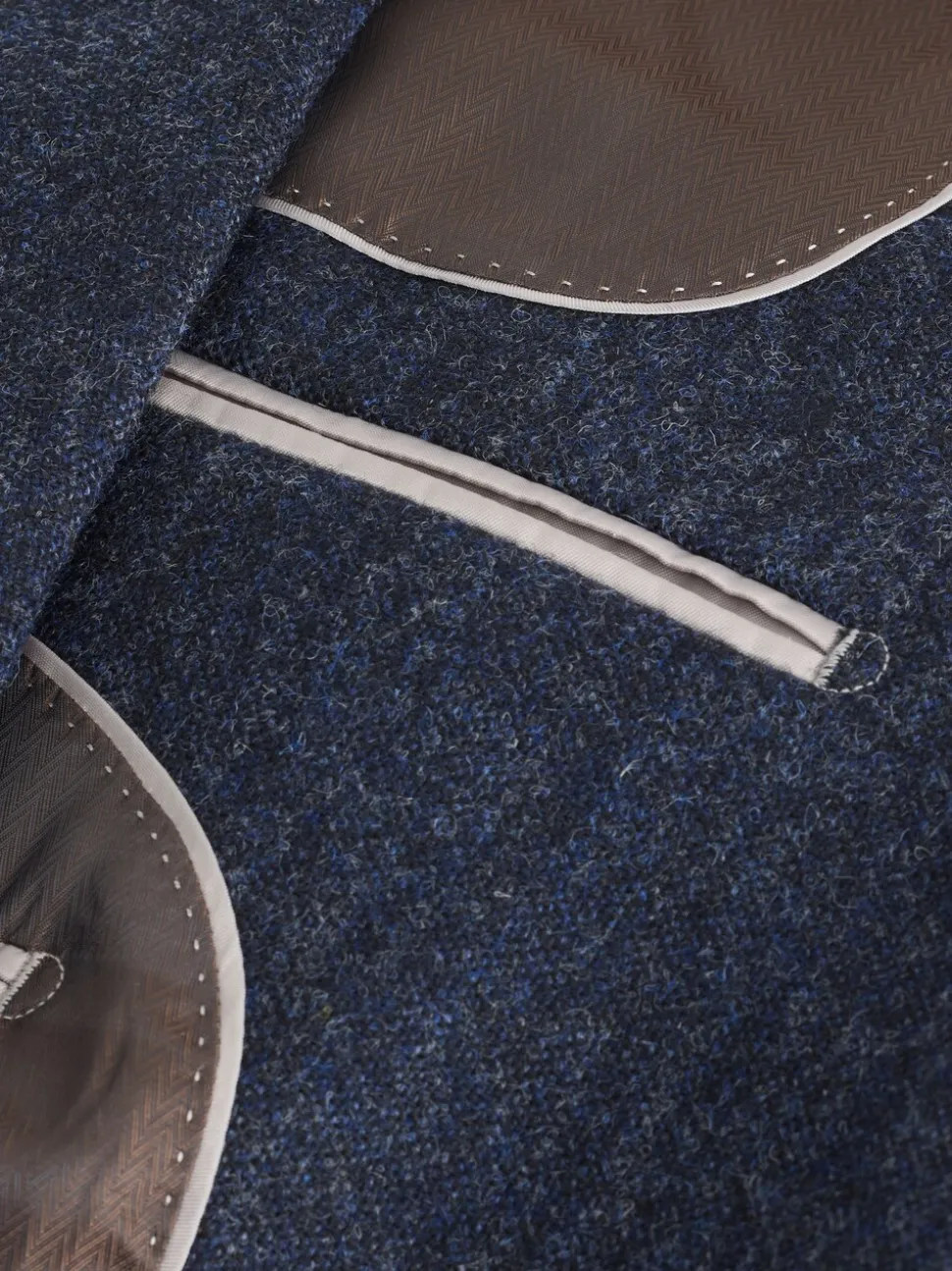 Donkerblauw - Tailored Fit Signature Abraham Moon 100% British Wool Donegal Suit Jacket
