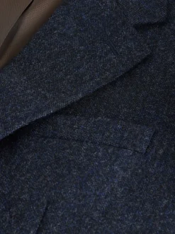Donkerblauw - Tailored Fit Signature Abraham Moon 100% British Wool Donegal Suit Jacket