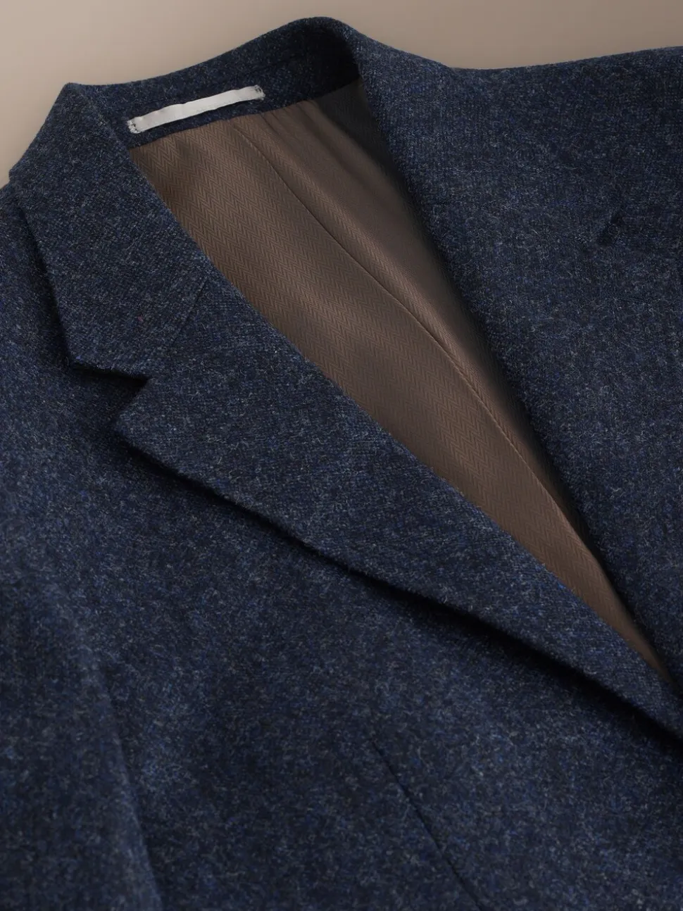 Donkerblauw - Tailored Fit Signature Abraham Moon 100% British Wool Donegal Suit Jacket