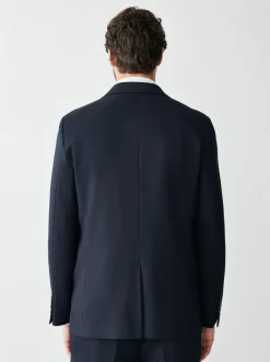 Donkerblauw - Tailored fit - Kostuum met textuur: colbert