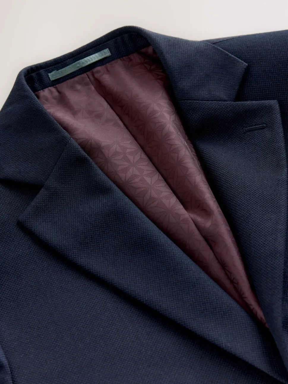 Donkerblauw - Tailored fit - Kostuum met textuur: colbert