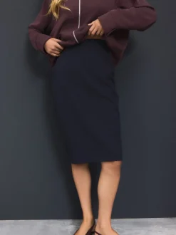 Donkerblauw - Tailored Pencil Skirt With Wool