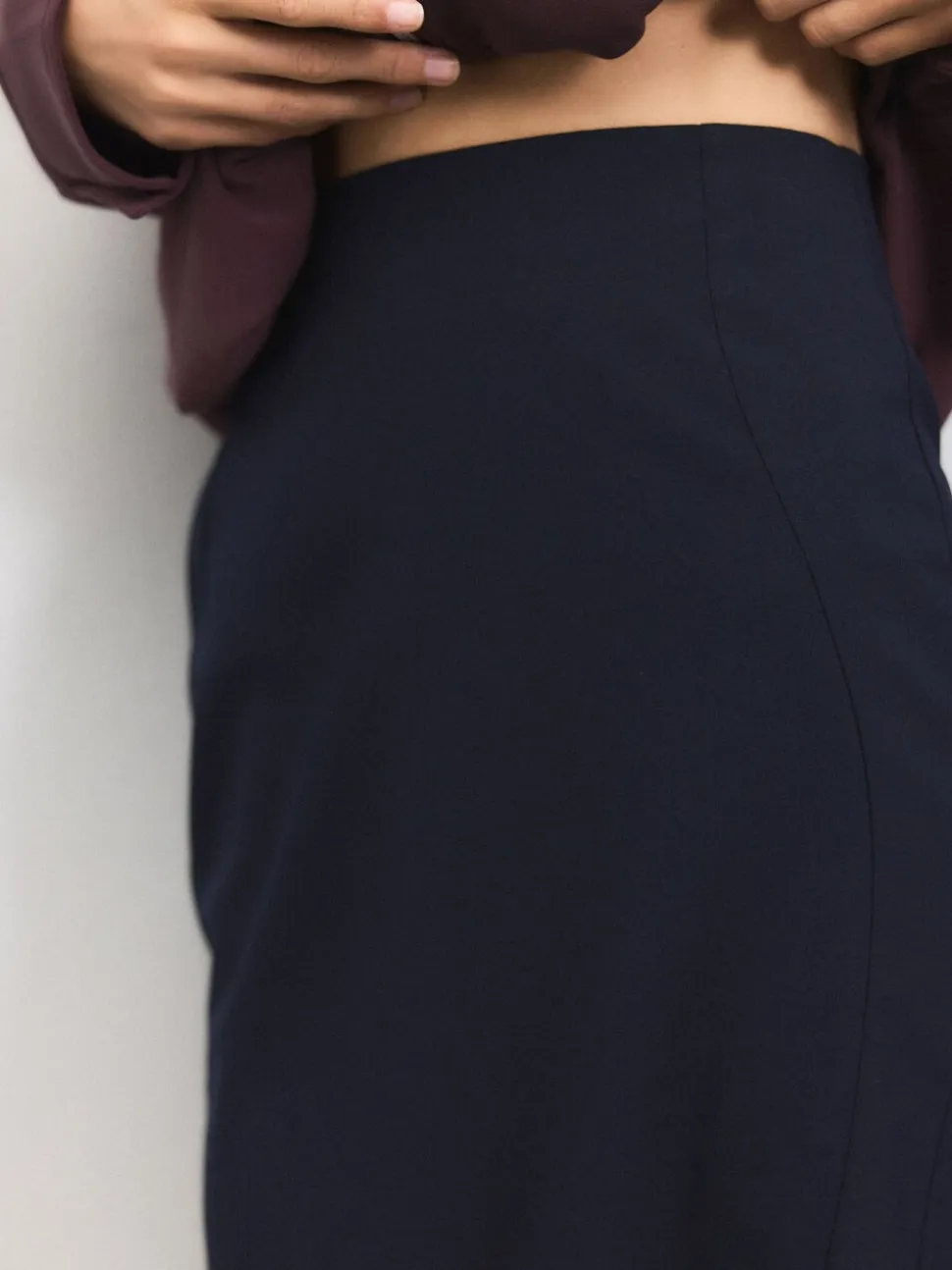 Donkerblauw - Tailored Pencil Skirt With Wool