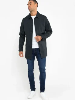 Donkerblauw - Threadbare Showerproof Longline Trench Coat