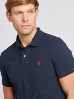 Donkerblauw - U.S. Polo Assn. Piqué poloshirt met normale pasvorm van 100% katoen