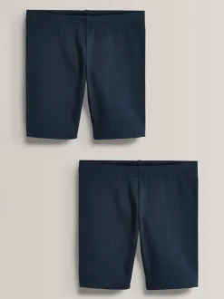 Donkerblauw - Verpakking van 2 stretchy fietsshorts met hoog katoengehalte (3-16jr)