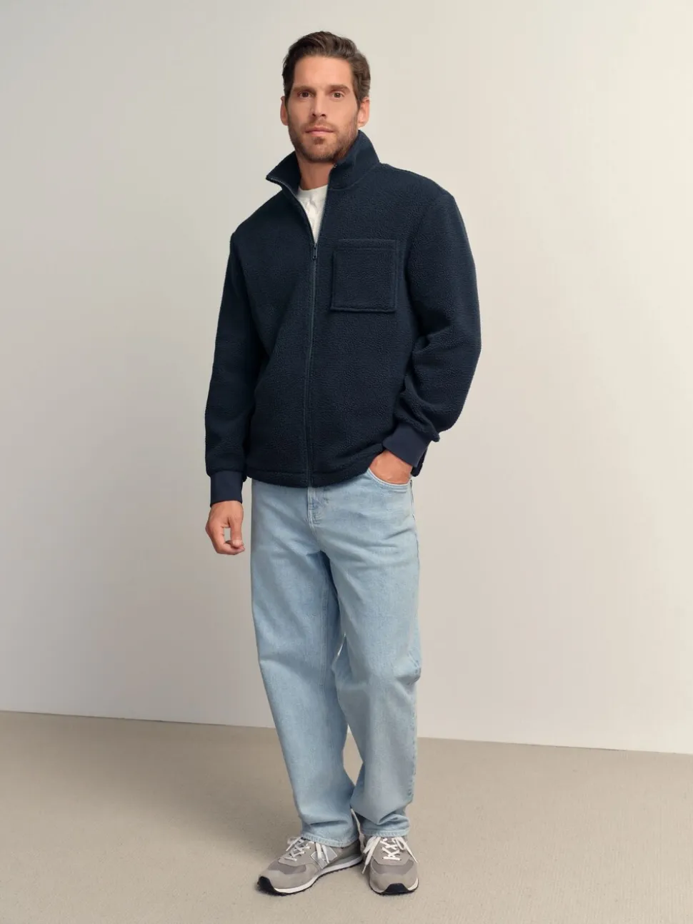Donkerblauw - Volledig doorlopende rits - Borg Fleece