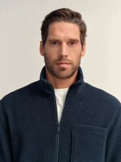 Donkerblauw - Volledig doorlopende rits - Borg Fleece