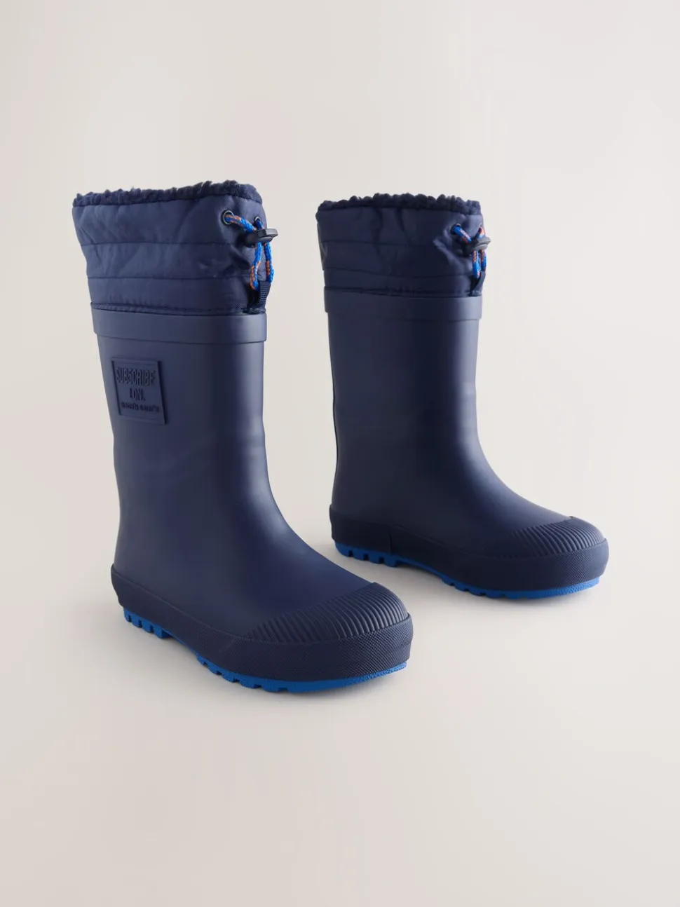 Donkerblauw - Warme gevoerde regenlaarzen met rand