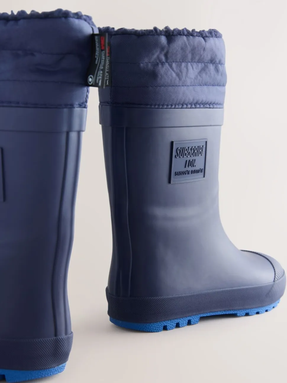 Donkerblauw - Warme gevoerde regenlaarzen met rand