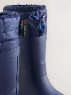 Donkerblauw - Warme gevoerde regenlaarzen met rand