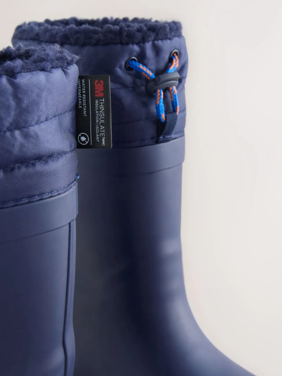 Donkerblauw - Warme gevoerde regenlaarzen met rand