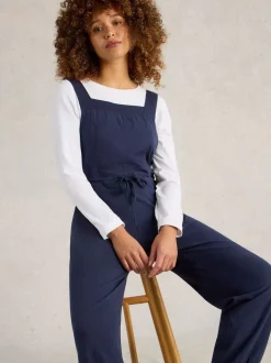 Donkerblauw - White Stuff Dungarees van jersey, 100% katoen, Daphne