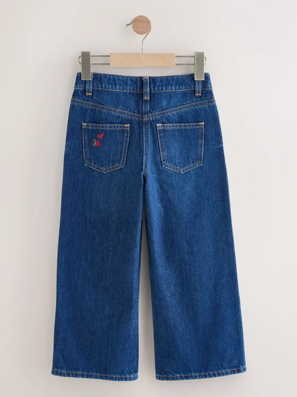 Donkerblauw - Wijde jeans met Bloemenprint en versieringen (3-16jr)