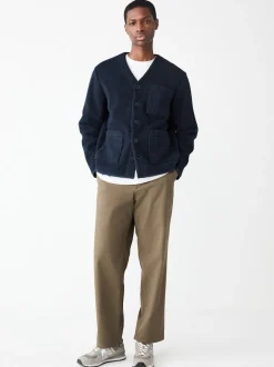 Donkerblauw - Wool Look Fleece Cardigan
