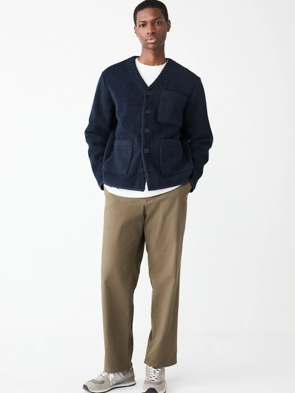 Donkerblauw - Wool Look Fleece Cardigan