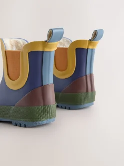 Donkerblauw colourblocking - Warme gevoerde enkellaarzen