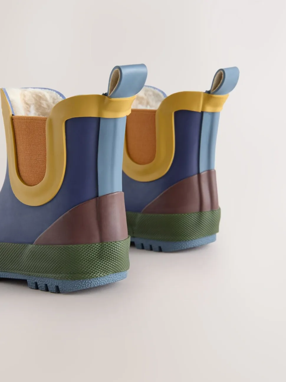 Donkerblauw colourblocking - Warme gevoerde enkellaarzen