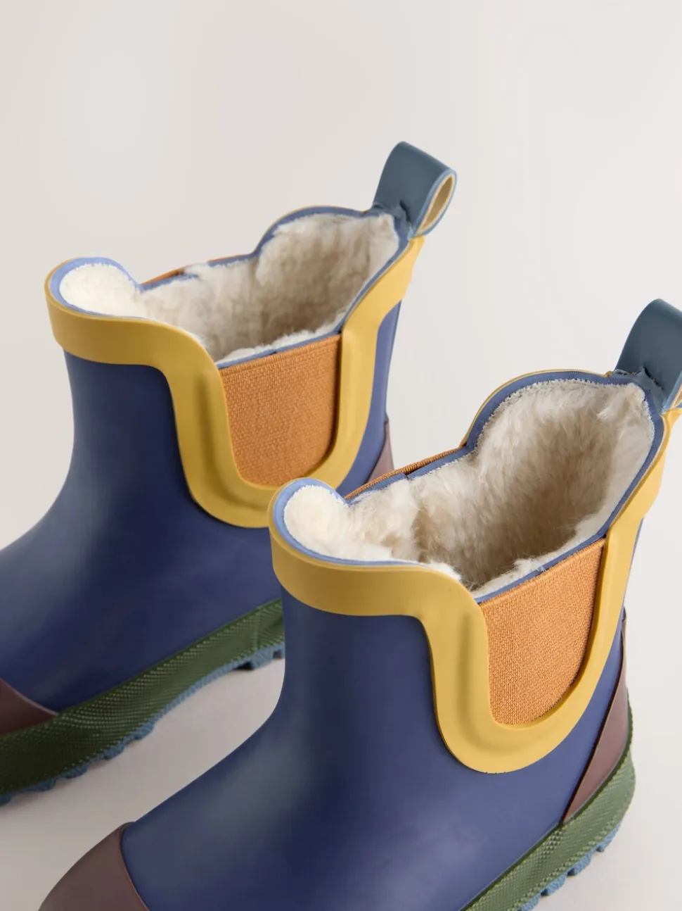 Donkerblauw colourblocking - Warme gevoerde enkellaarzen