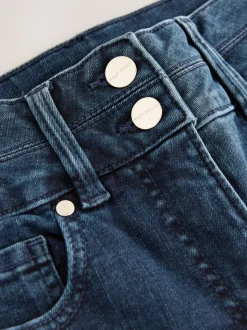 Donkerblauw denim - Figuurvormende slim jeans