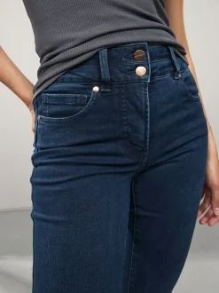 Donkerblauw denim - Lift, slim en shape jeans met bootcut