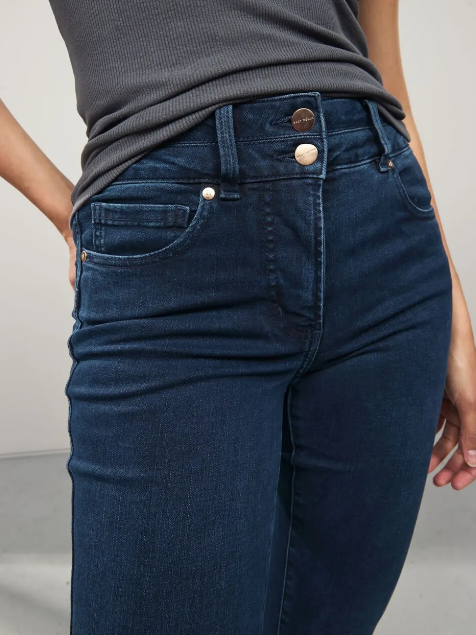 Donkerblauw denim - Lift, slim en shape jeans met bootcut