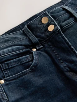 Donkerblauw denim - Lift, slim en shape jeans met bootcut