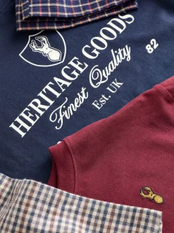 Donkerblauw/bordeauxrood - Set van 2 geweven geruite pyjama's met lange mouwen (3-16jr)