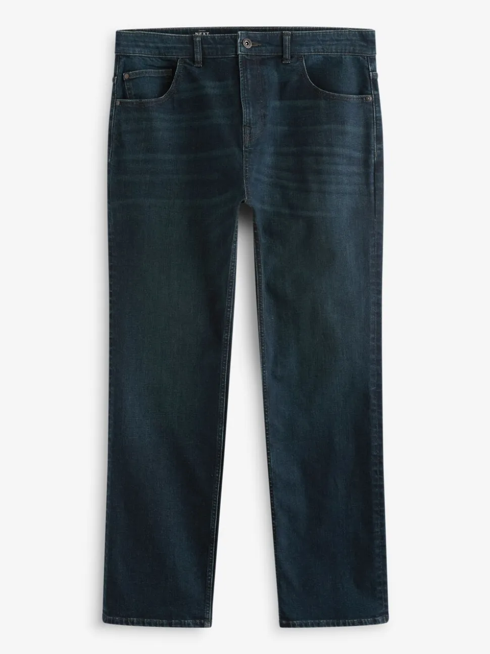 Donkerblauwe wassing - Rechte, klassieke jeans met stretch