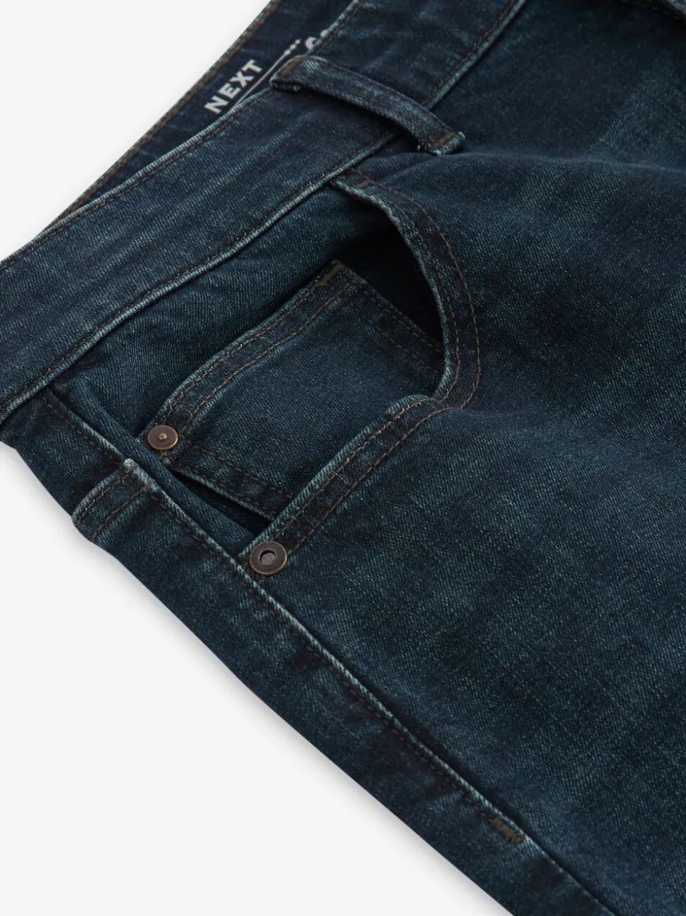 Donkerblauwe wassing - Rechte, klassieke jeans met stretch