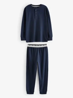 Donkerblauw/grijs - Set van 2 pyjama's met lange mouwen (3-16 jr)