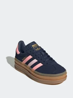 Donkerblauw/roze - adidas Originals Gazelle Bold Lace Junior vetersneakers