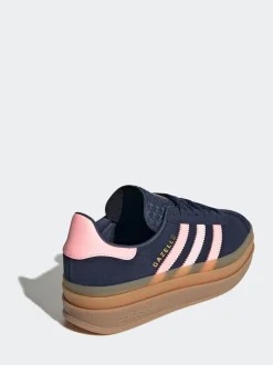 Donkerblauw/roze - adidas Originals Gazelle Bold Lace Junior vetersneakers