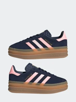 Donkerblauw/roze - adidas Originals Gazelle Bold Lace Junior vetersneakers