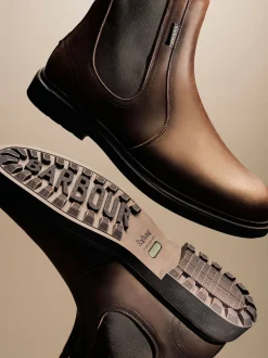 Donkerbruin - Barbour® Hale leren Chelsea laars