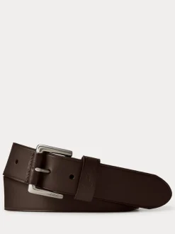 Donkerbruin - Ralph Lauren leren riem met het logo van de polospeler op paard