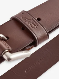 Donkerbruin - Ralph Lauren leren riem met het logo van de polospeler op paard